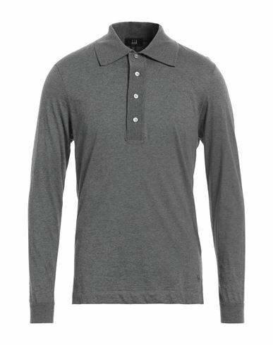 Dunhill Man Polo shirt Grey Cotton, Cashmere Cover