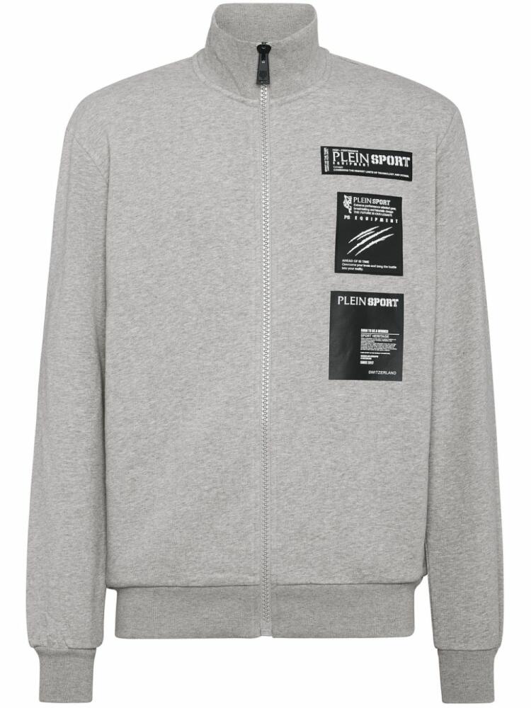 Plein Sport logo-appliqué mélange-effect track jacket - Grey Cover