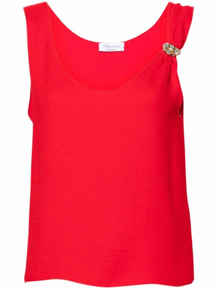 Blumarine cabochon-ring crepe tank top - Red Cover