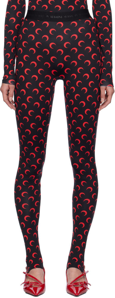 Marine Serre Black & Red Recycled Jersey Moon Stirrup Leggings Cover