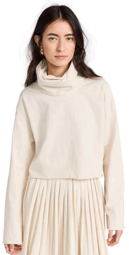 Les Tien Coreena Cropped Cowl Neck Top Ivory Cover