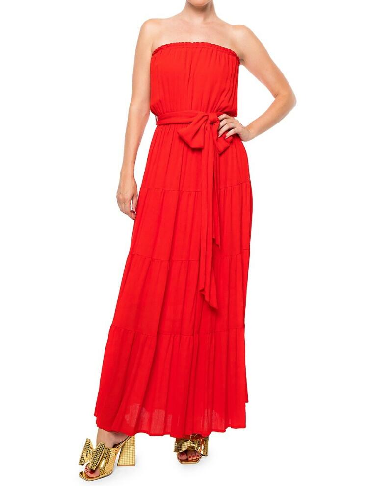 MEGHAN LA Women's Makena Strapless Blouson Maxi Dress - Cherry Cover