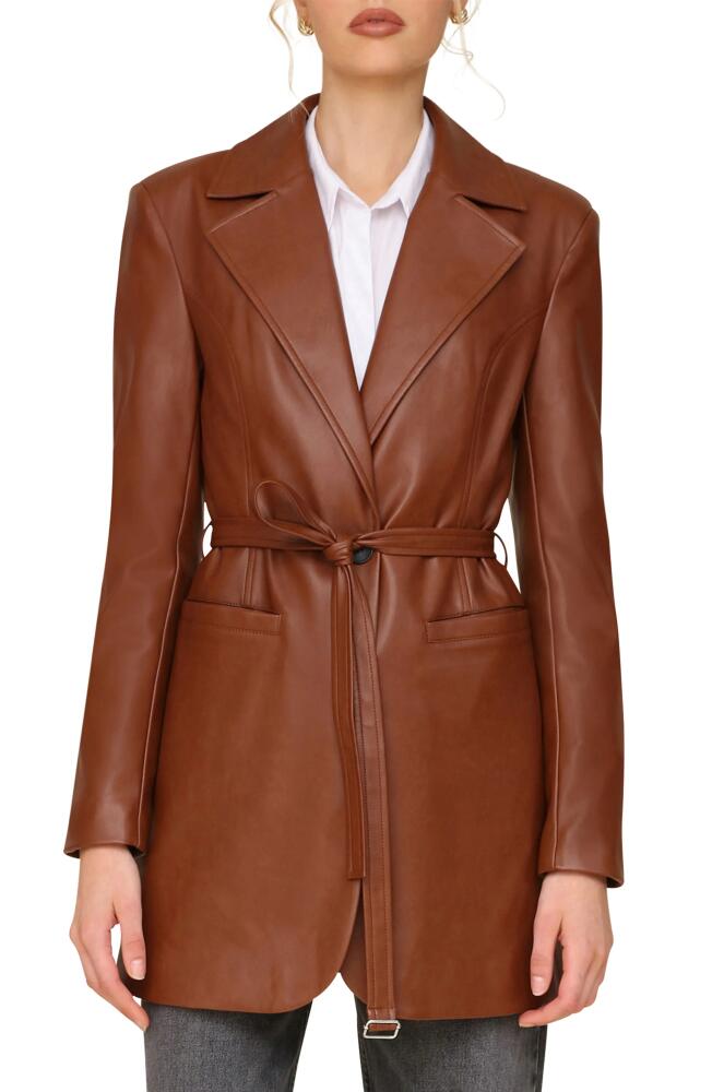 Avec Les Filles Faux-Ever Leather™ Strong Shoulder Belted Blazer in Cherrywood Cover