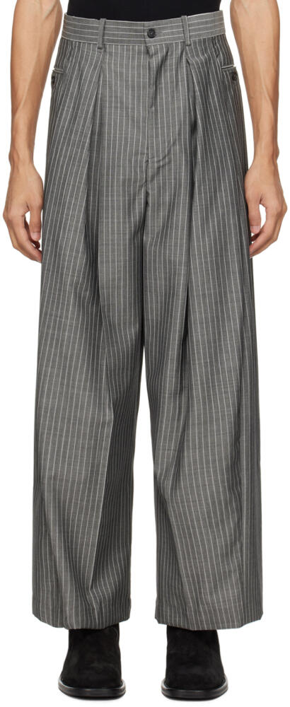 Hed Mayner Gray Pinstripes Trousers Cover