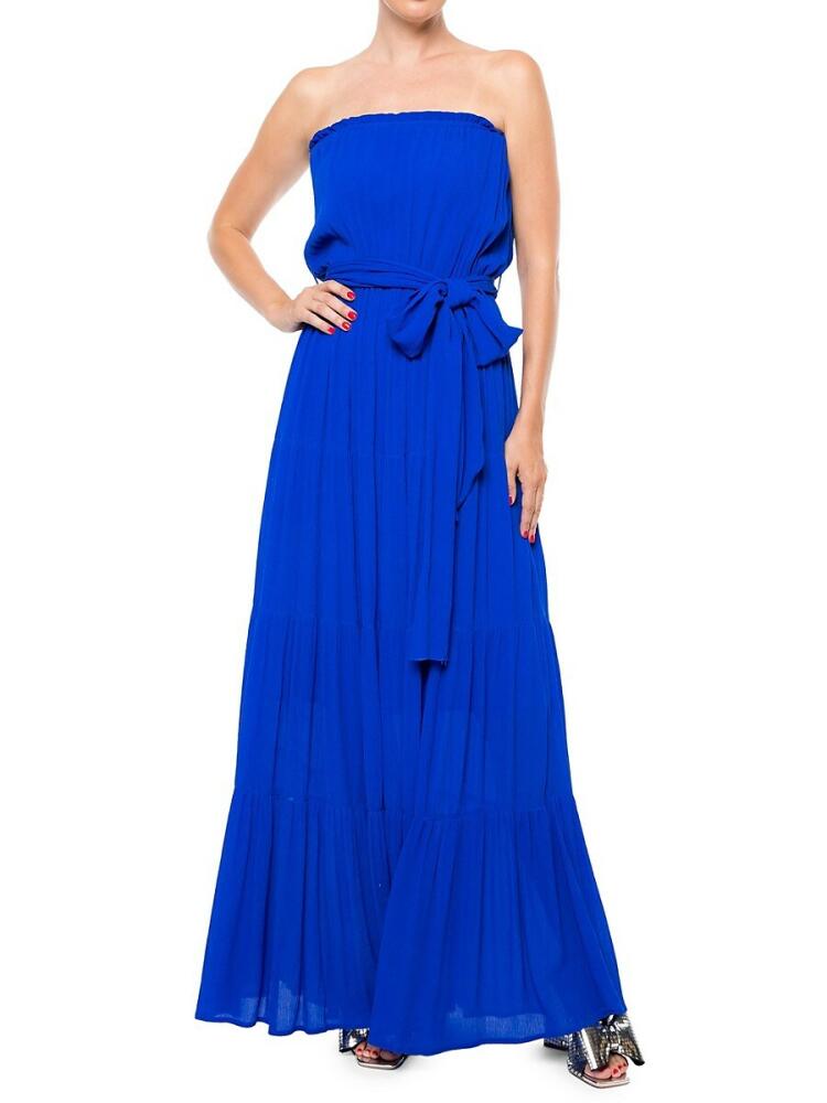 MEGHAN LA Women's Makena Strapless Blouson Maxi Dress - Royal Cover