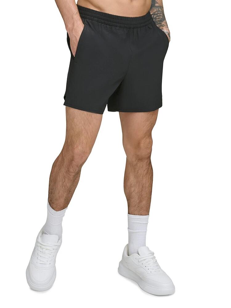 DKNY Men's Hybrid Standard Fit Volley Shorts - Black Cover