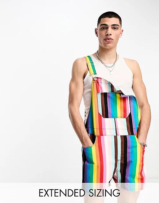 ASOS DESIGN overalls in rainbow print-Multi Cover