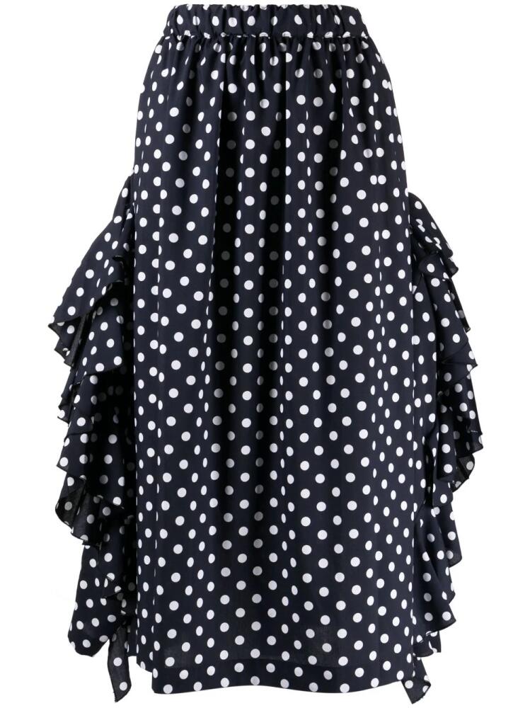 Comme Des Garçons Comme Des Garçons polka-dot print ruffle-detailing skirt - Blue Cover