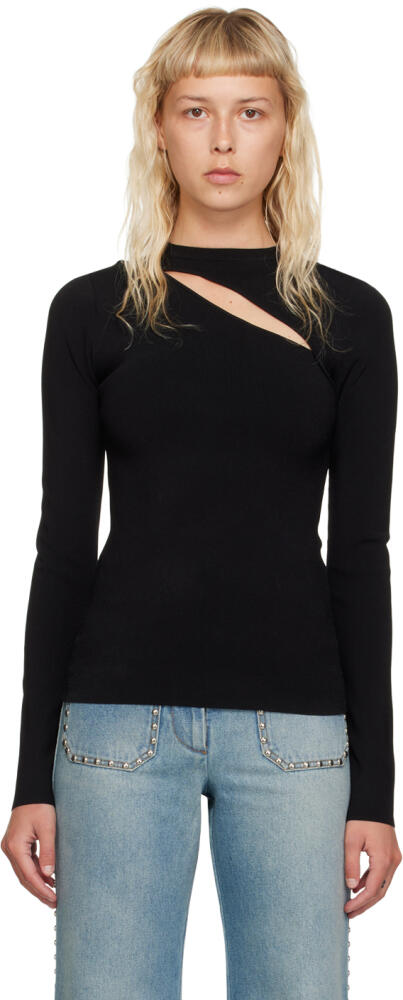 Victoria Beckham Black Cutout Long Sleeve T-Shirt Cover