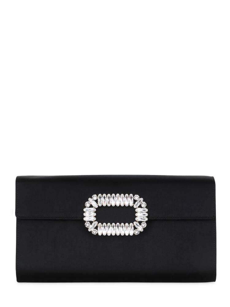 ROGER VIVIER Crystal Buckle Satin Envelope Clutch Cover