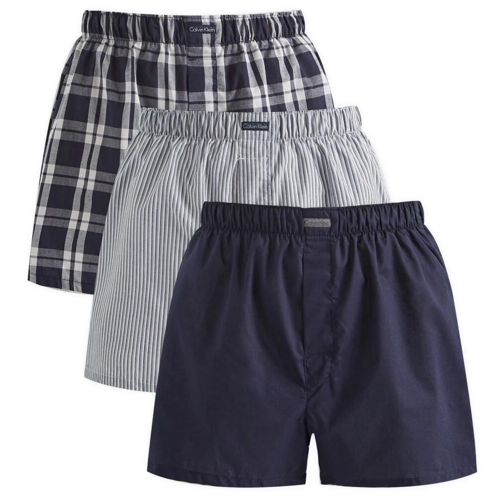 Calvin Klein Men's CK Underwear Woven Boxer - 3 Pack in Tide/Morgan Plaid/Montague Stripe Cover