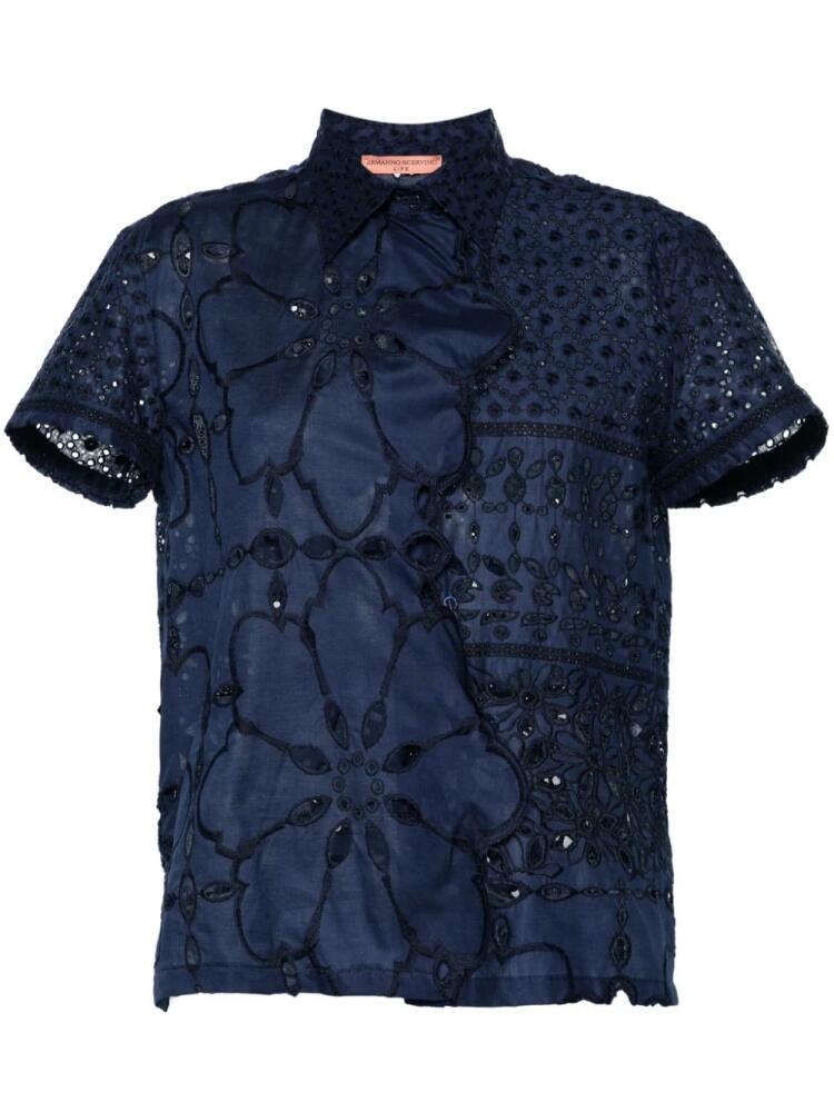 Ermanno Scervino broderie-anglaise belted blouse - Blue Cover