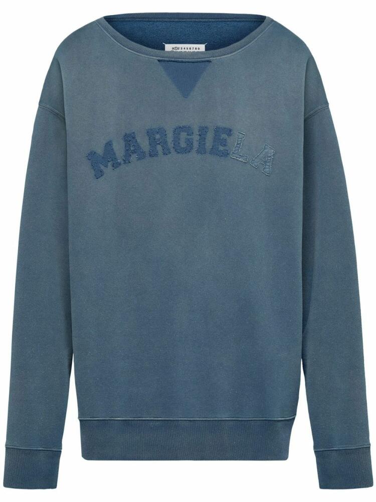 Maison Margiela logo-print organic-cotton sweatshirt - Blue Cover