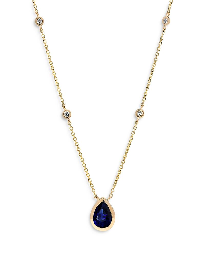 Bloomingdale's Fine Collection Blue Sapphire & Diamond Pendant Necklace 14K Yellow Gold, 16 Cover