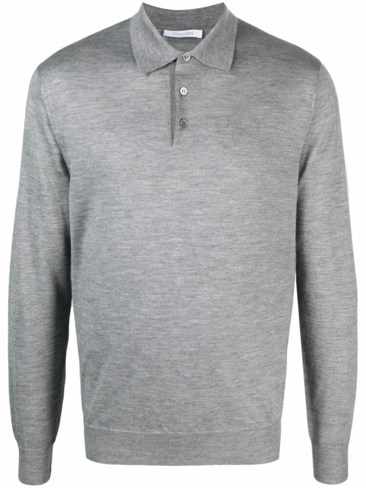 Cruciani fine-knit long-sleeved polo shirt - Grey Cover