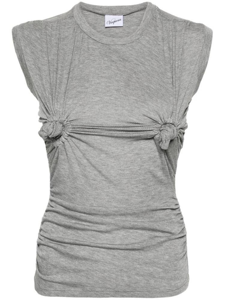 Vaquera knotted fine-ribbed T-shirt - Grey Cover