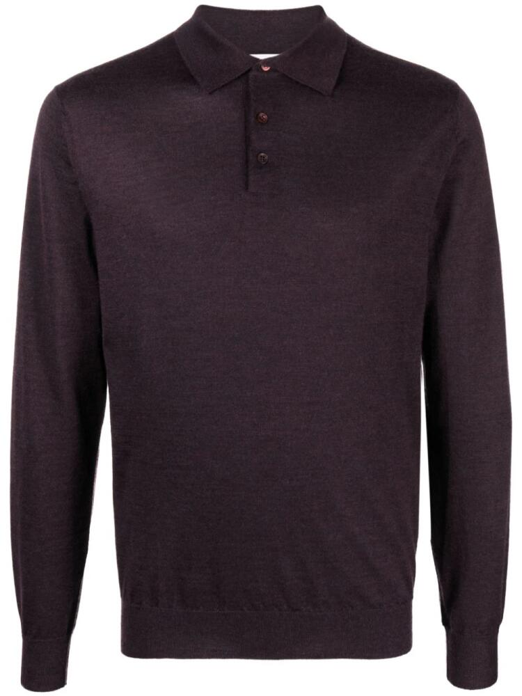 Cruciani fine-knit long-sleeved polo shirt - Purple Cover