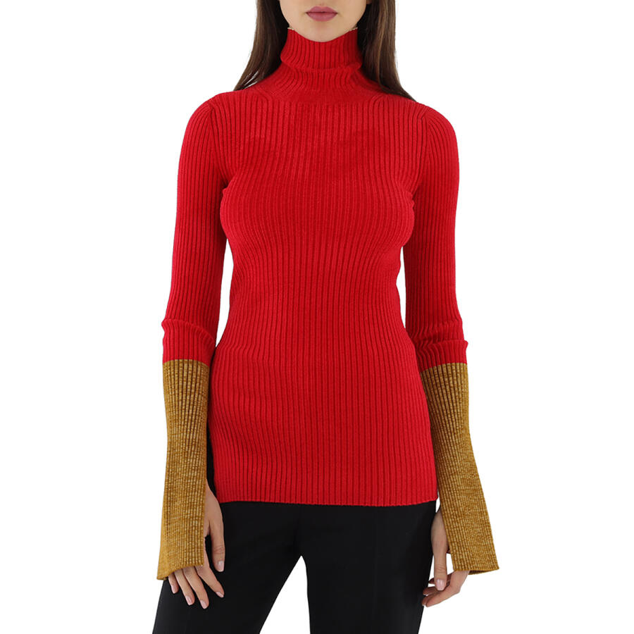 Moncler Ladies 1952 Turtleneck Contrast Cuff Sweater Cover