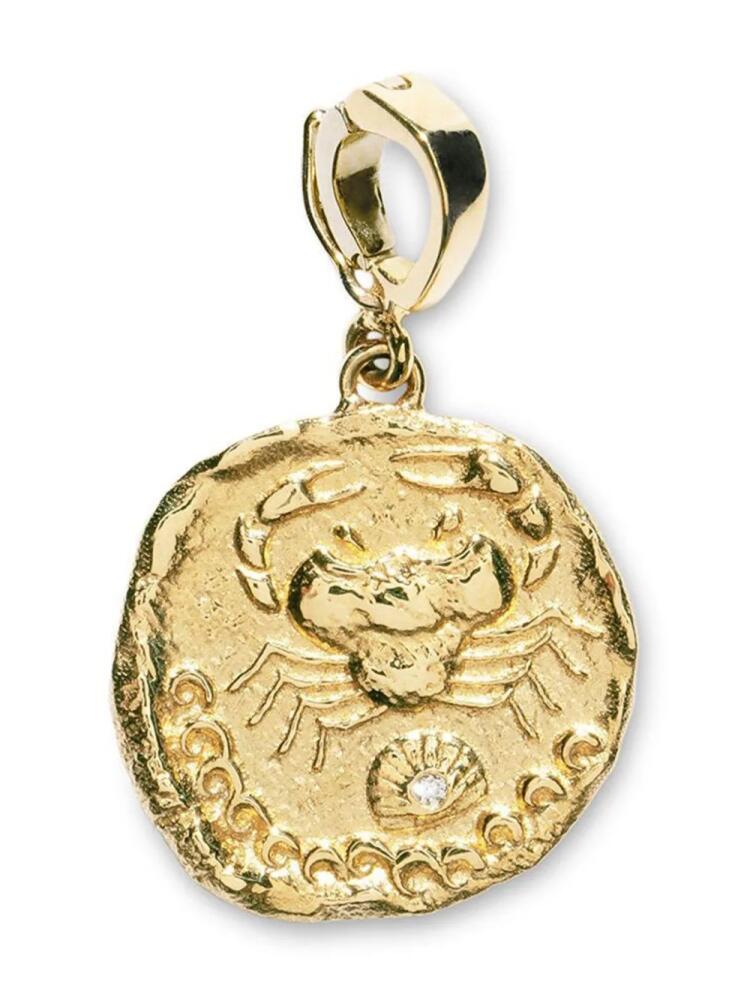 Azlee 18kt yellow gold small Karkinos Coin diamond pendant Cover