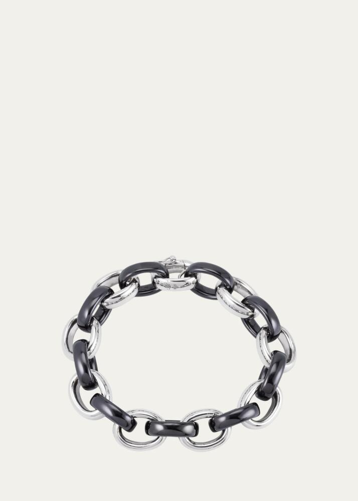 Monica Rich Kosann The Marilyn Sterling Silver and Black Ceramic Link Bracelet Cover