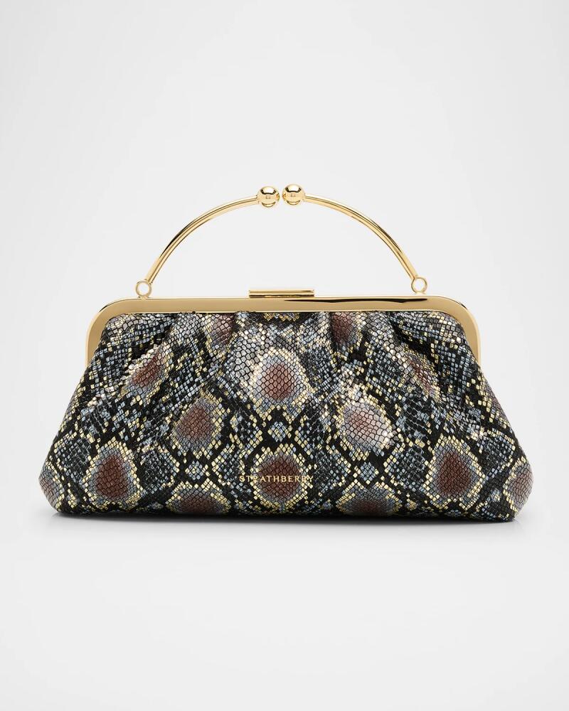 STRATHBERRY Frame Snakeskin-Embossed Leather Top-Handle Bag Cover