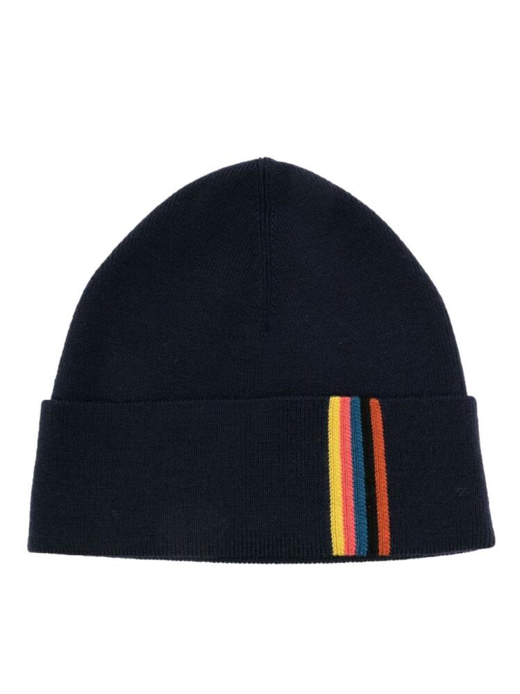 Paul Smith stripe-detail wool beanie - Blue Cover