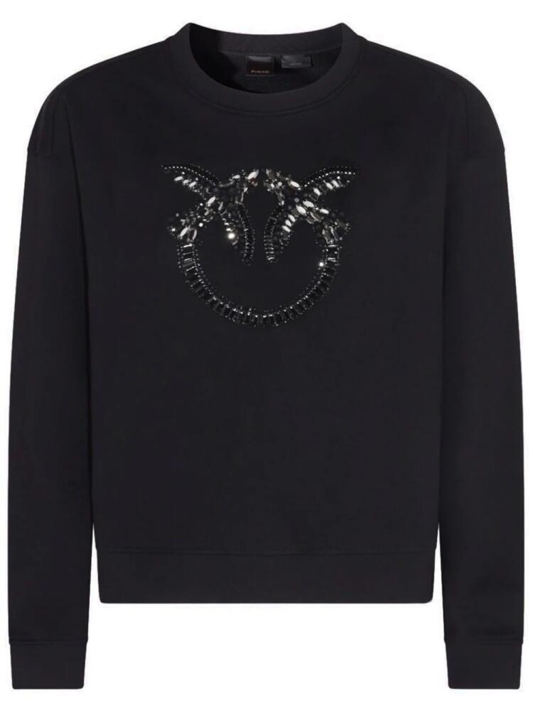 PINKO Love Birds-embellished sweatshirt - Black Cover