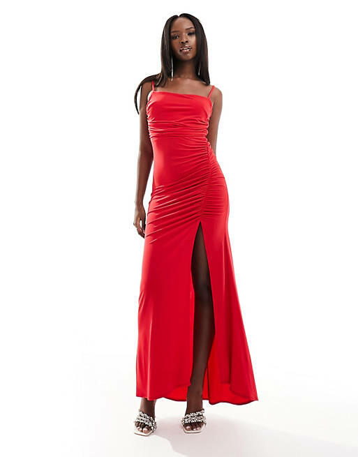 Flounce London maxi dress in red-Black Cover