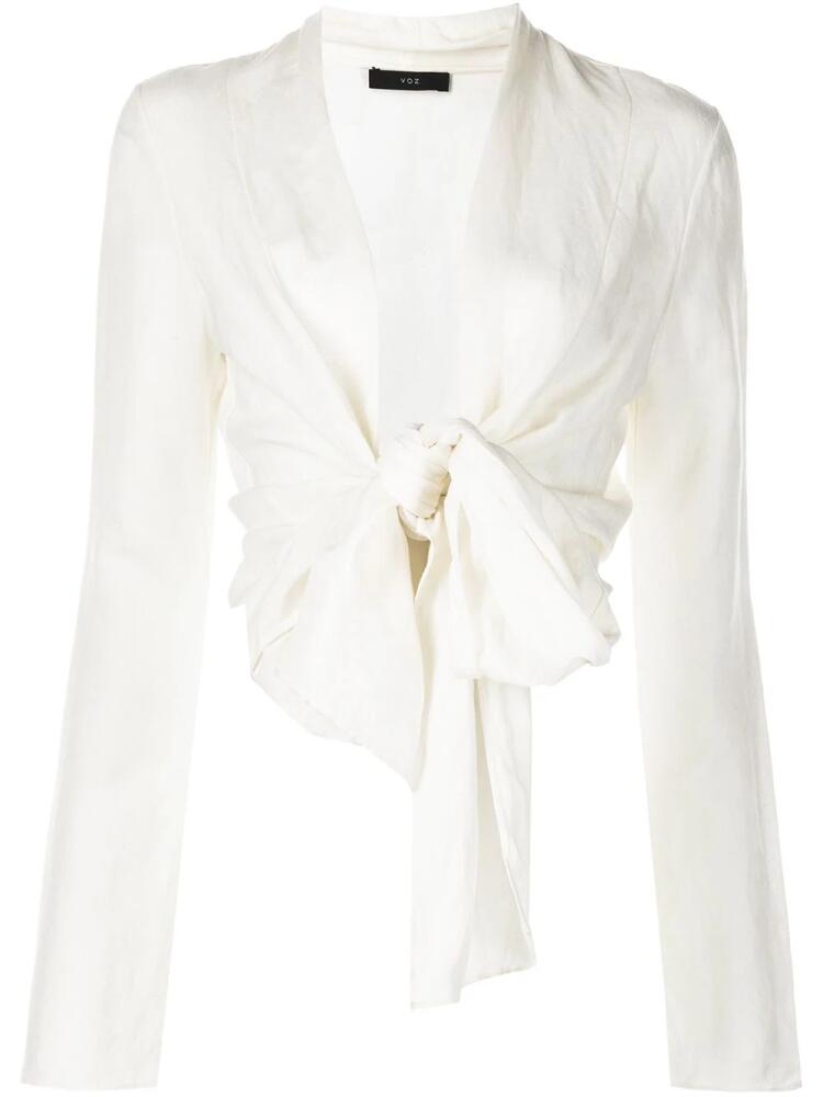 VOZ V-neck wrap blouse - White Cover