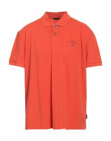 Napapijri Man Polo shirt Orange Cotton Cover