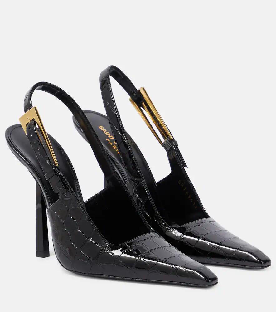 Saint Laurent Graham 115 croc-effect slingback pumps Cover