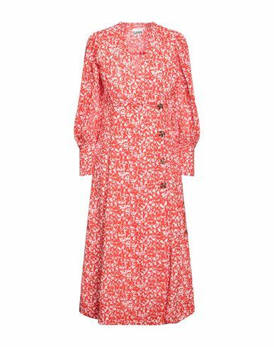 Ganni Woman Midi dress Orange Recycled polyester Cover