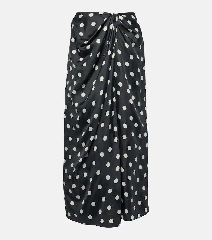 Carolina Herrera Polka-dot gathered satin midi skirt Cover