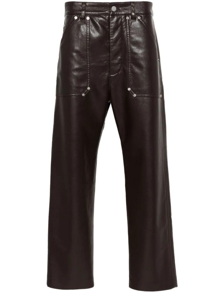 Nanushka straight-leg faux-leather trousers - Brown Cover