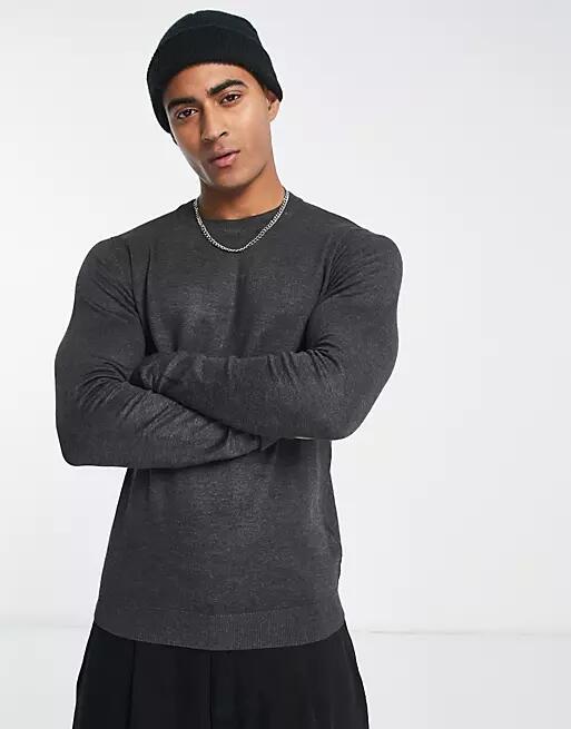 Pull & Bear relaxed fit sweater in gray-Brown Cover