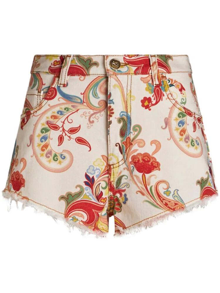 ETRO paisley-print denim shorts - White Cover