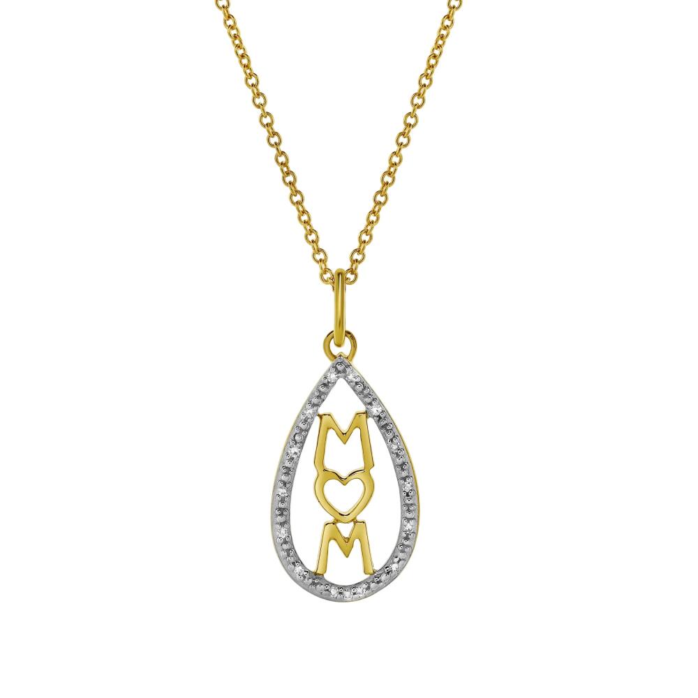 LuvMyJewelry Teardrop Mom Diamond Pendant Necklace in 10K Yellow Gold Cover