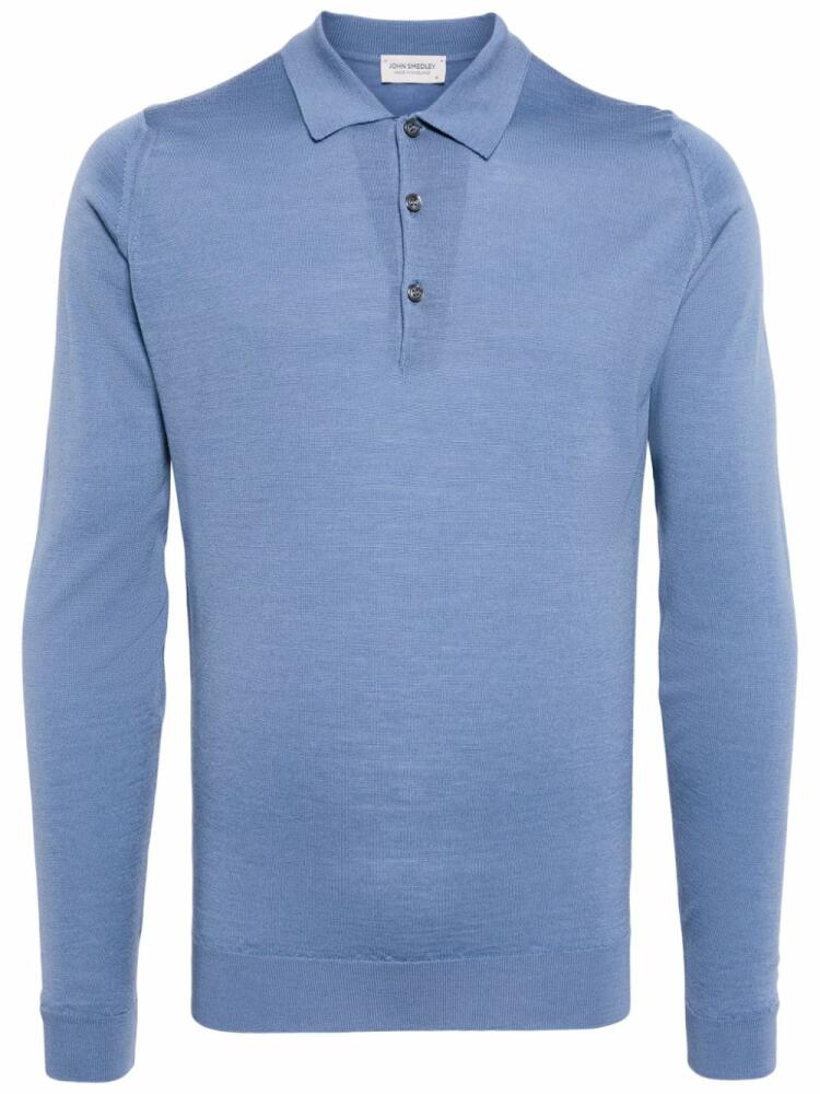 John Smedley long-sleeve wool polo shirt - Blue Cover