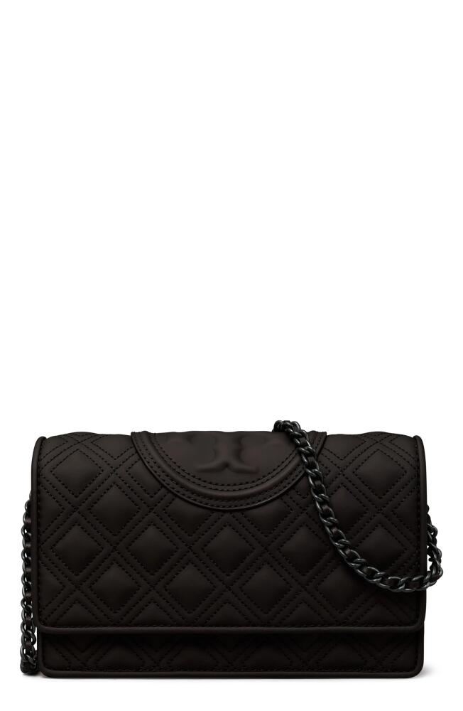 Tory Burch Fleming Matte Wallet on a Chain in Black Cover