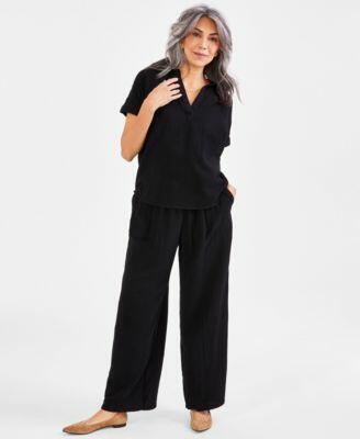 Style Co Womens Camp Shirt Gauze Pants Created For Macys Cover