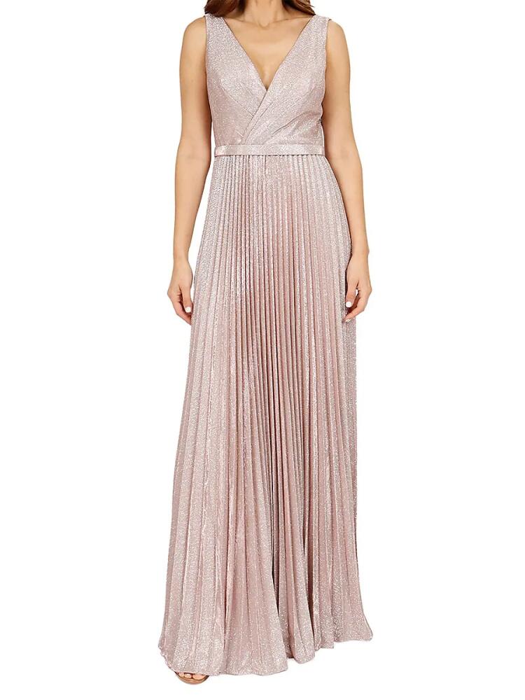 Rene Ruiz Collection Women's Accordion Pleat Glitter Gown - Blush Cover