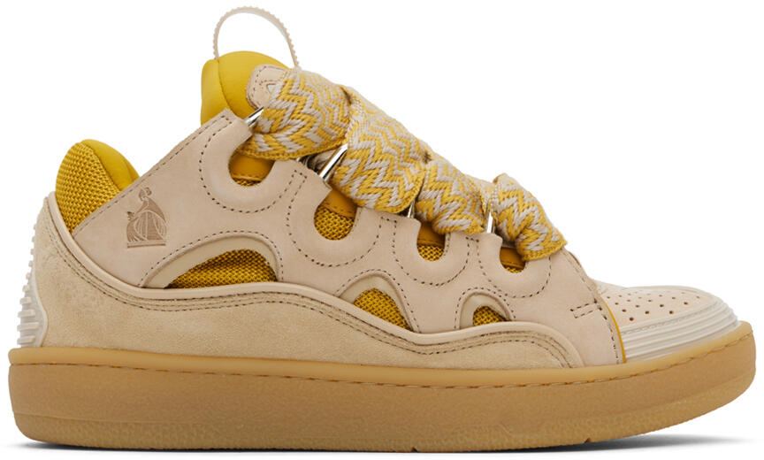 Lanvin SSENSE Exclusive Beige & Yellow Curb Sneakers Cover