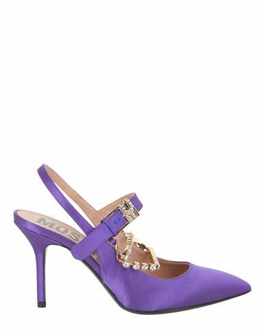 Moschino Rhinestone-embellished Pumps Woman Pumps Purple Viscose, Silk Cover