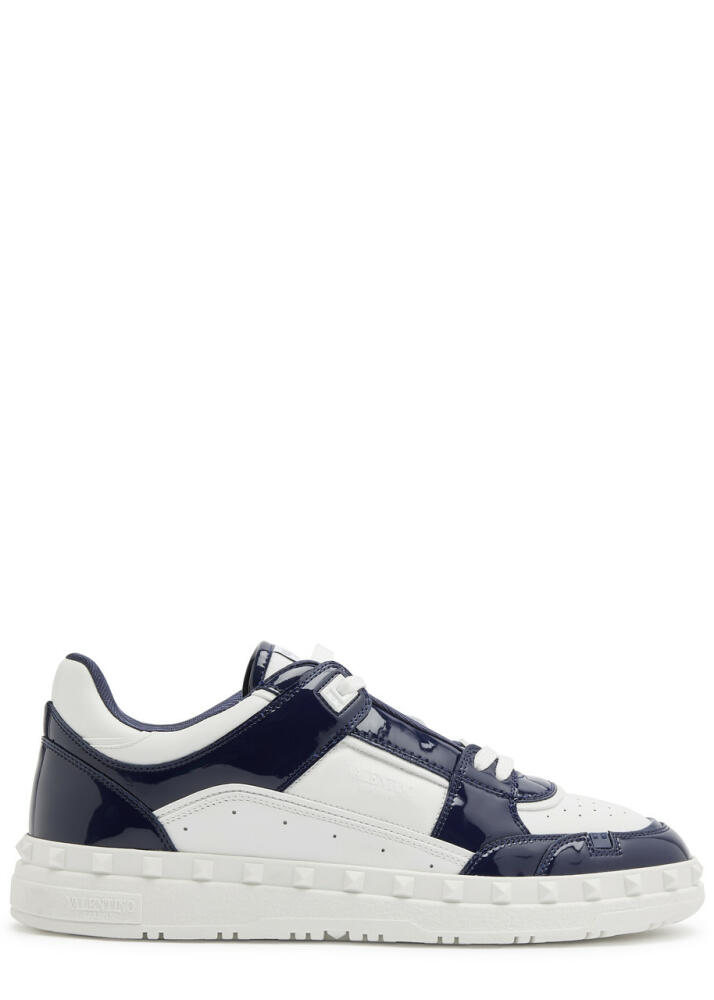 Valentino Freedots Panelled Leather Sneakers - White And Blue Cover