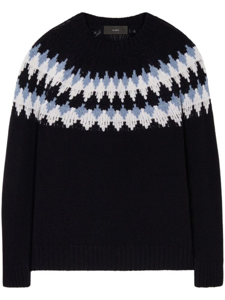 Alanui fair isle intarsia-knit wool sweater - Blue Cover