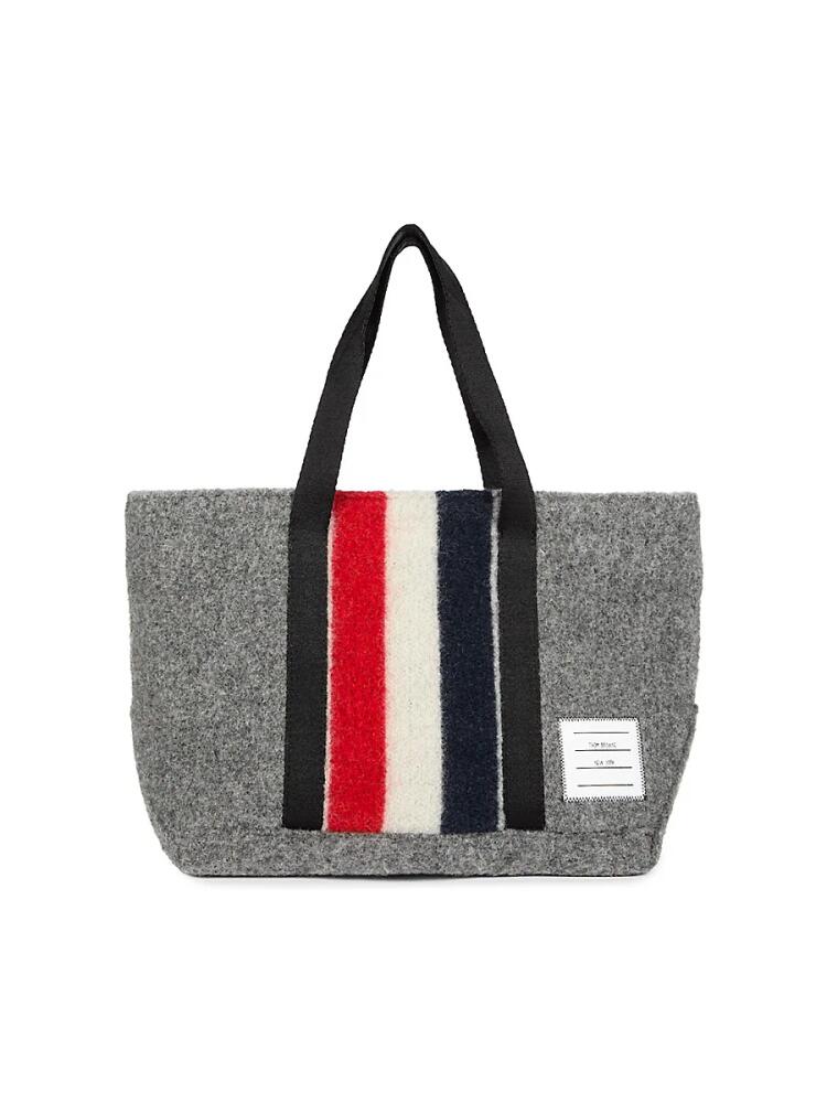 Thom Browne Men's Hunting Boiled Wool Tote Bag - Grey Cover