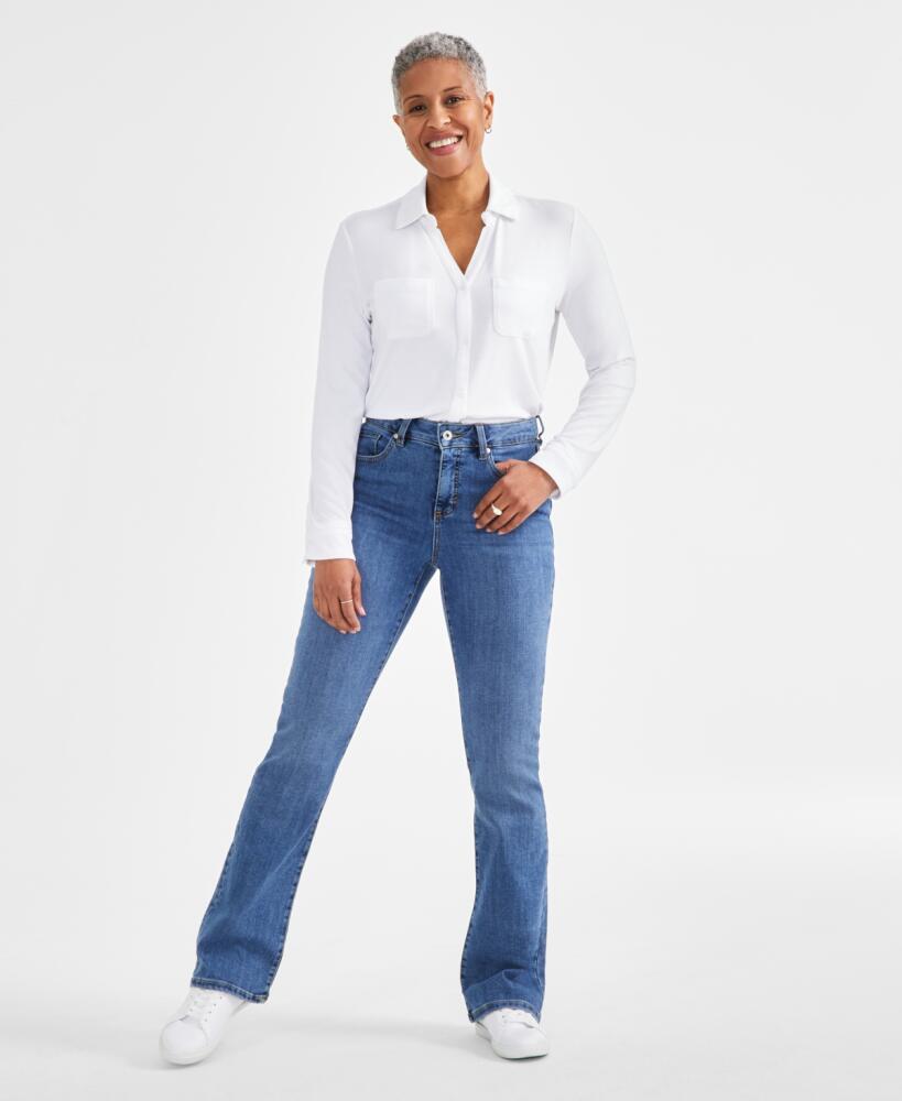 Style & Co Petite Mid-Rise Curvy Bootcut Jeans, Created for Macy's - Medium Blue Cover