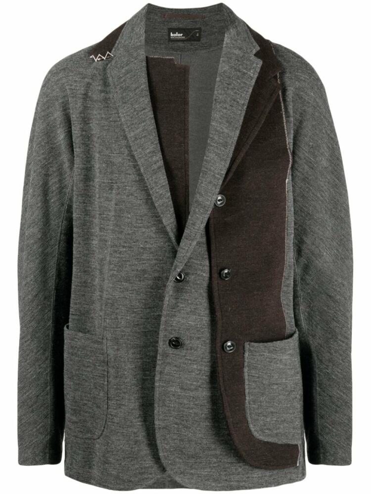 Kolor patchwork-design wool blazer - Grey Cover