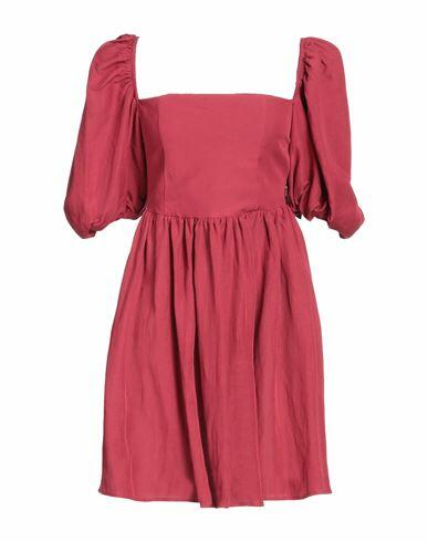 Haveone Woman Mini dress Burgundy Viscose, Linen Cover