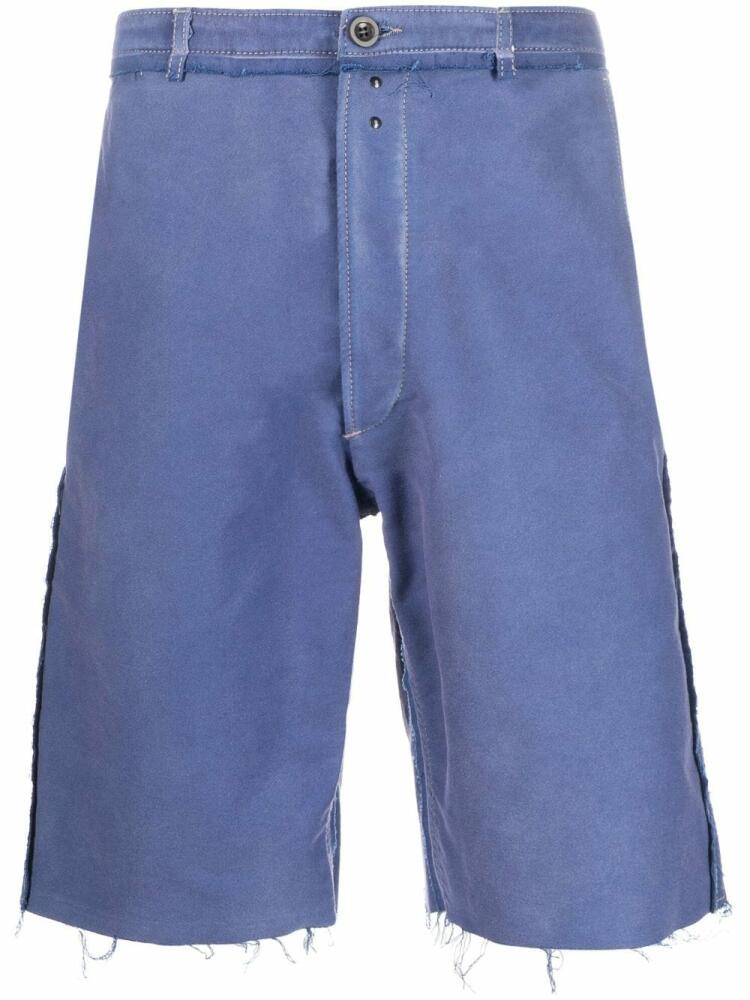 Maison Margiela raw-edge cotton bermuda shorts - Blue Cover